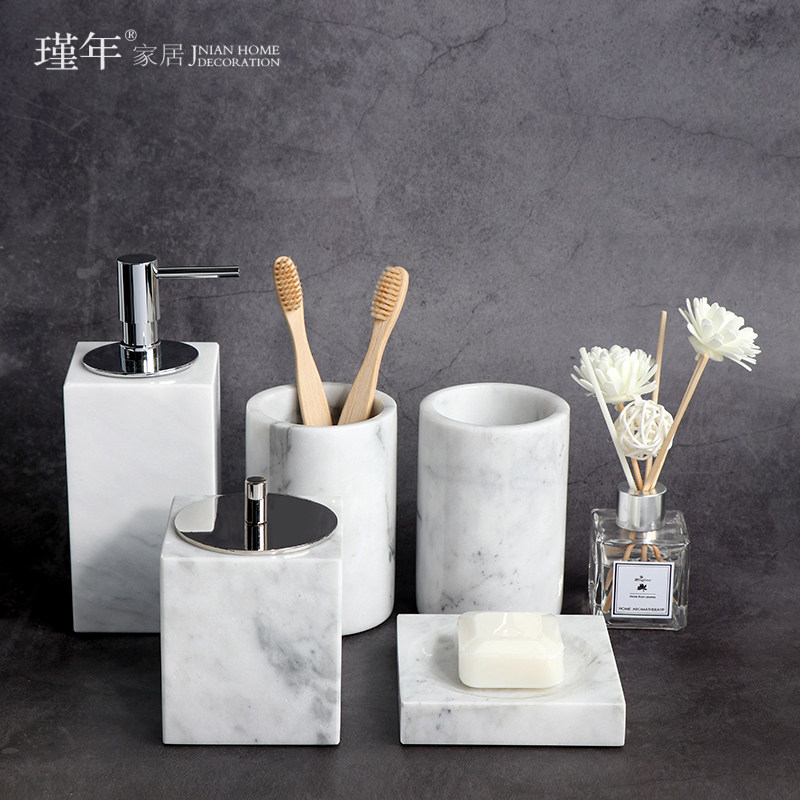 现代简约大理石浴具套装摆件样板房卫生间洗手台卫浴洗漱用品摆设