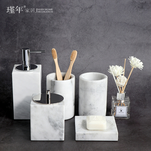 现代简约大理石浴具套装摆件样板房卫生间洗手台卫浴洗漱用品摆设