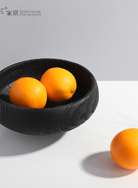 新中式风极简原木水果盘餐边柜