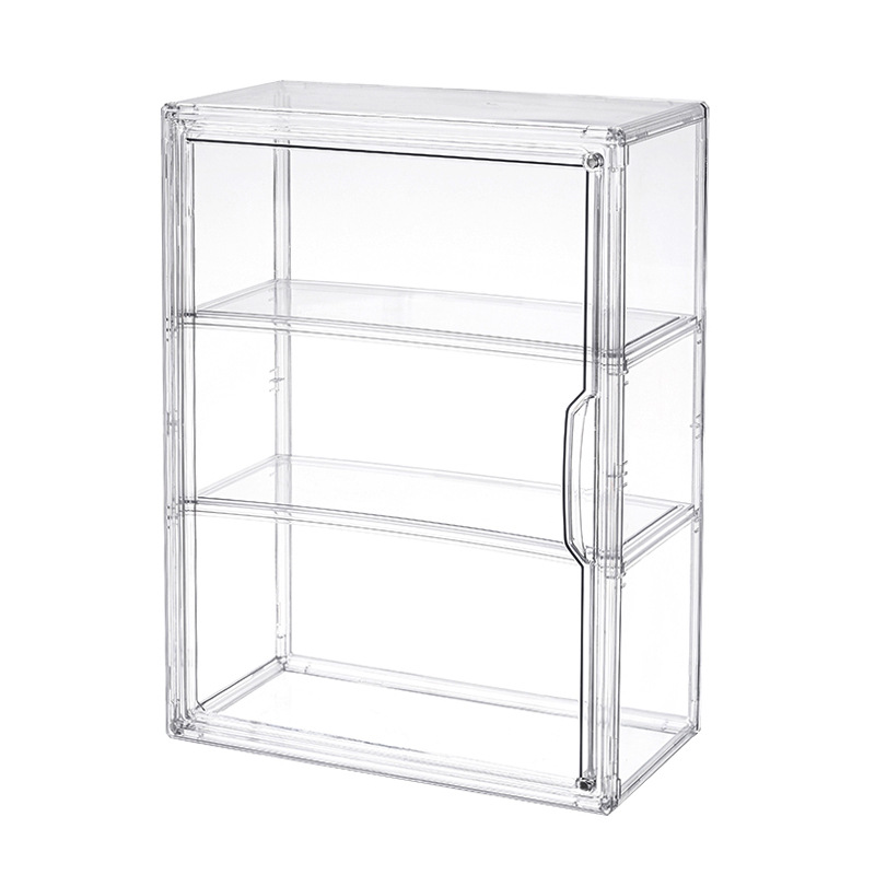 跨境热销壁挂带隔板化妆品收纳盒透明桌面组合叠放防尘展示手办盒