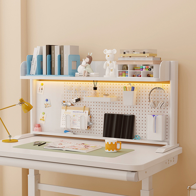儿童学生书桌立式洞洞板桌面书架电脑办公桌上铁艺多层收纳置物架