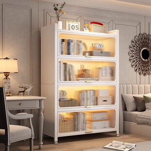 钢制书架落地置物架储藏柜儿童书柜收纳柜卧室带柜门防尘杂储物柜