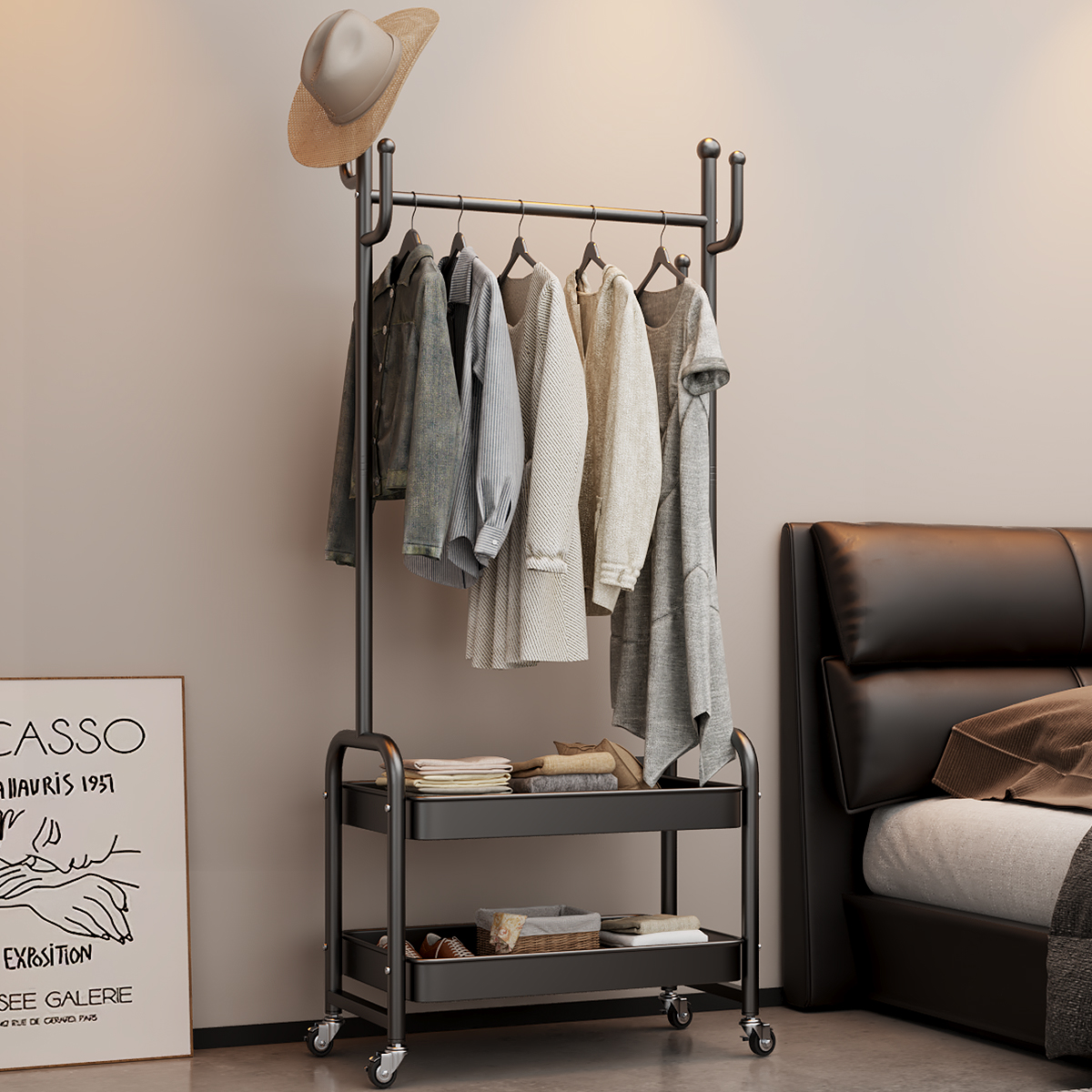可移动加粗全碳钢衣帽架