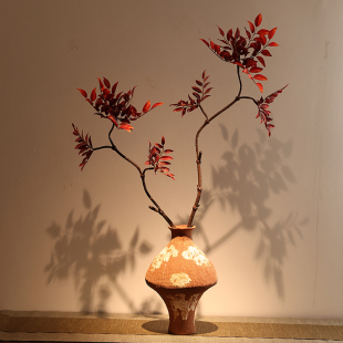 秋意仿真绿植红色香桃叶造型枝格调假花插花配材家居装饰侘寂禅意