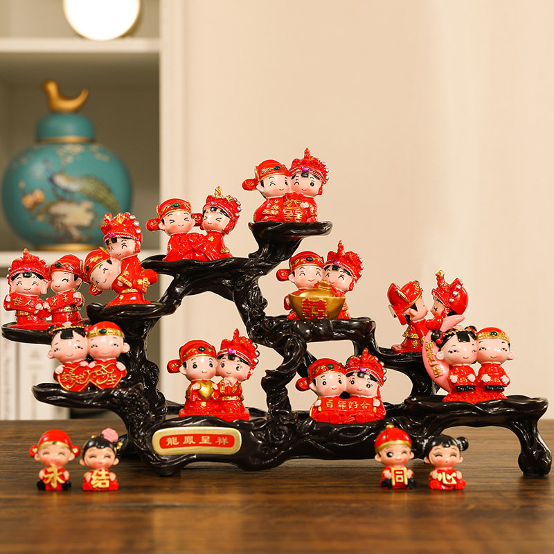 创意喜庆新婚礼物送闺蜜新娘新人结婚订婚摆件婚房装饰小娃娃摆件