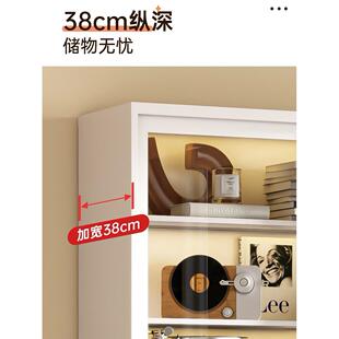 收纳家用玻璃推拉门带锁置物架展示多层客厅铁艺书架防尘书柜钢制