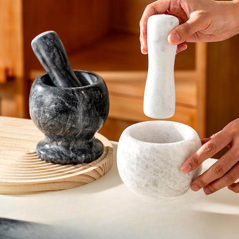 天然大理石杵家用老式大蒜研钵研钵研磨机手工蒜压蒜膏