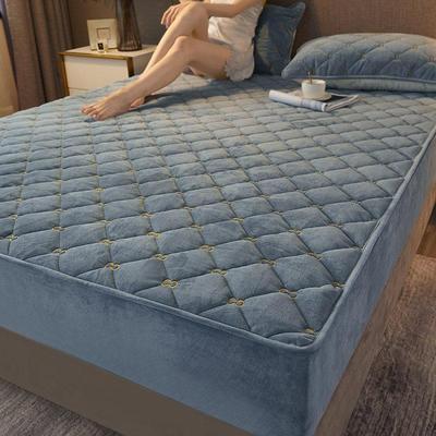 高级珊瑚牛奶绒床笠床罩单件加厚夹棉法兰绒床褥垫冬季加绒保护套