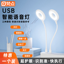 梵点人工智能语音台灯控制灯usb声控灯感应灯led小夜灯学习帮手一体床头灯插电既可声控唤醒方便专用夜间充电