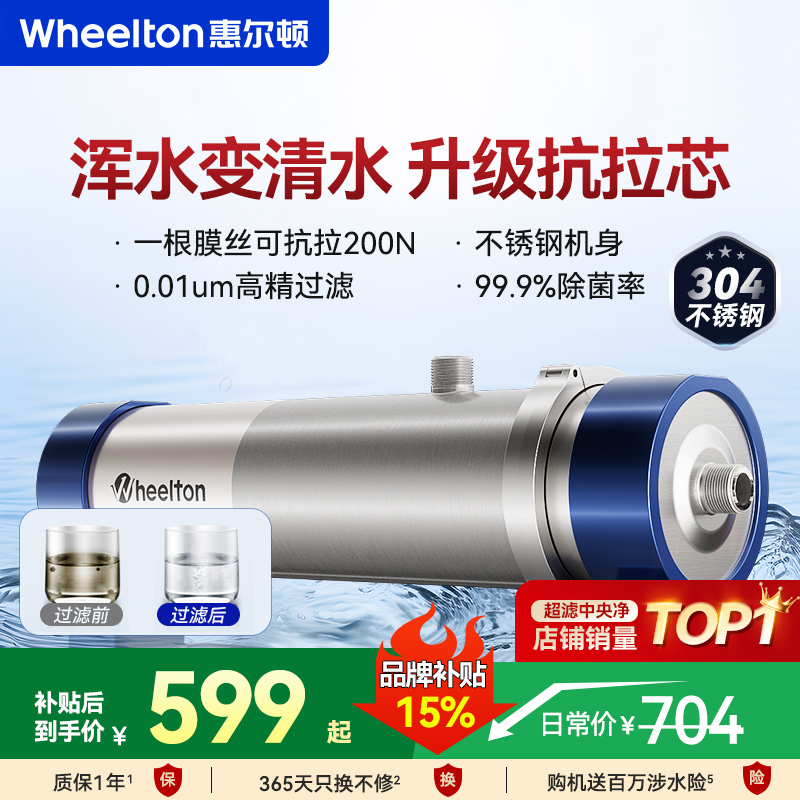 惠尔顿中央净水器家用厨房全屋超滤pvdf自来水管道农村井水大流量