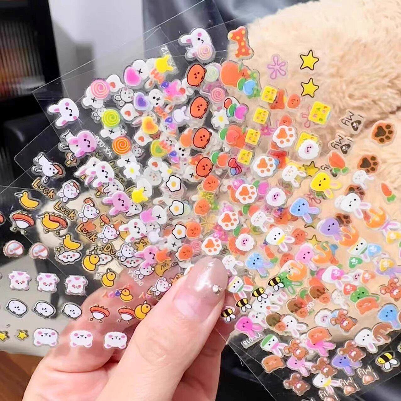 儿童卡通指甲贴公主宝宝防水美甲贴花小孩玩具小兔子背胶美甲贴纸