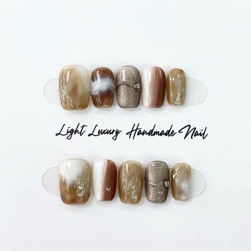 美拉德色系渐变晕染手工穿戴甲片轻奢纯手工高品控甲