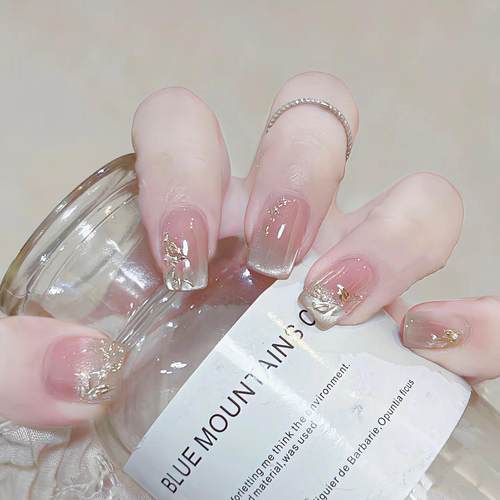 法式腮红微笑猫眼穿戴甲复古鎏金藤曼纯欲ins小清新百搭美甲贴片