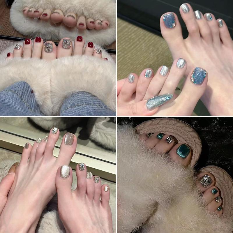 12片纯手工脚指甲贴片脚穿戴甲2025夏季新品脚趾甲甲片显白可拆卸