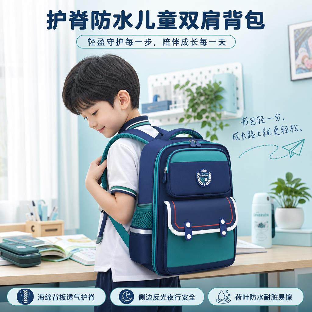 新款书包小学生儿童揹包双肩1-3-6年级男女童超轻减负护脊防水牛津布双肩包小学生书包轻便减负耐脏
