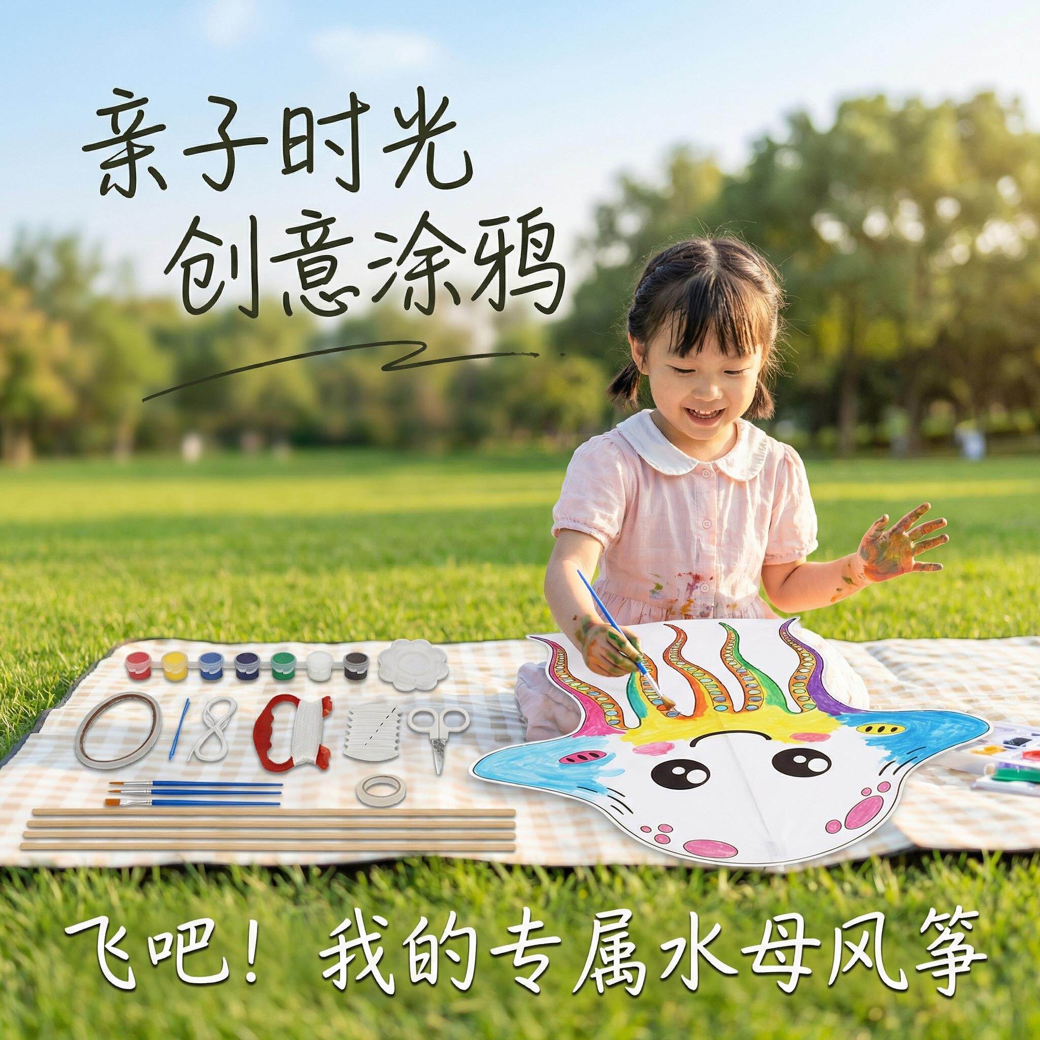 手工制作风筝材料小学生2026新款儿童男女孩半成品空白手绘风筝