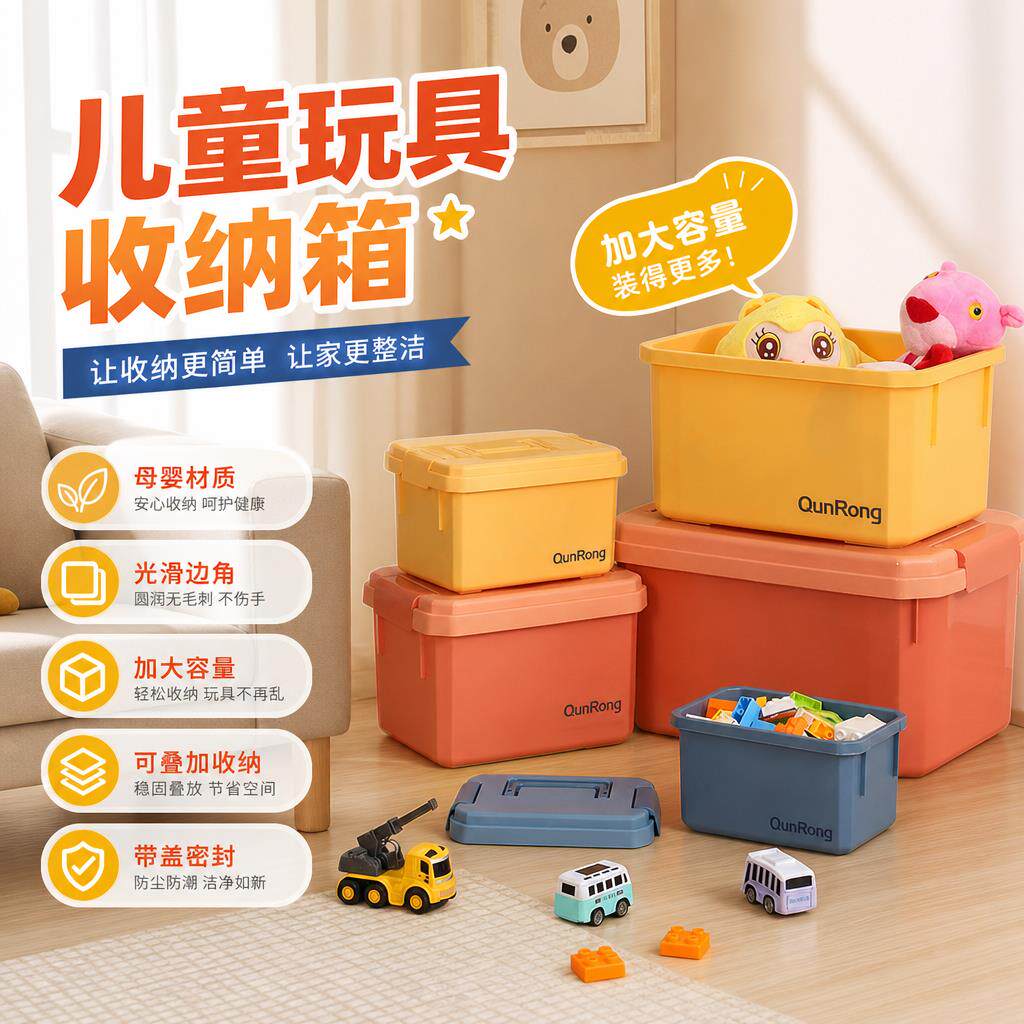 儿童收纳箱透明玩具整理箱手提化妆品收纳盒超轻粘土磁力片包装盒