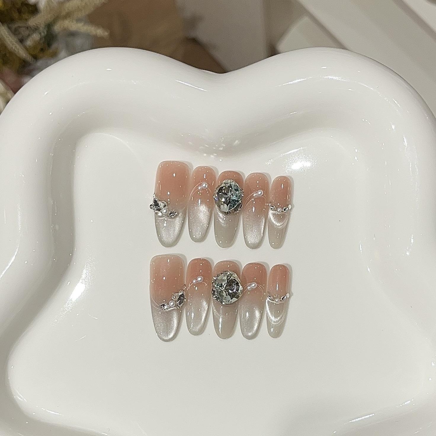 一只顾【蜜桃月光】手工爆闪渐变银闪玻璃珠追光猫眼精品K9穿戴甲