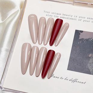 CL红底高跟鞋裸色秋冬爆款高级显白手工穿戴美甲成品可式