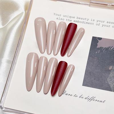 CL红底高跟鞋裸色秋冬爆款高级显白手工穿戴美甲成品可式