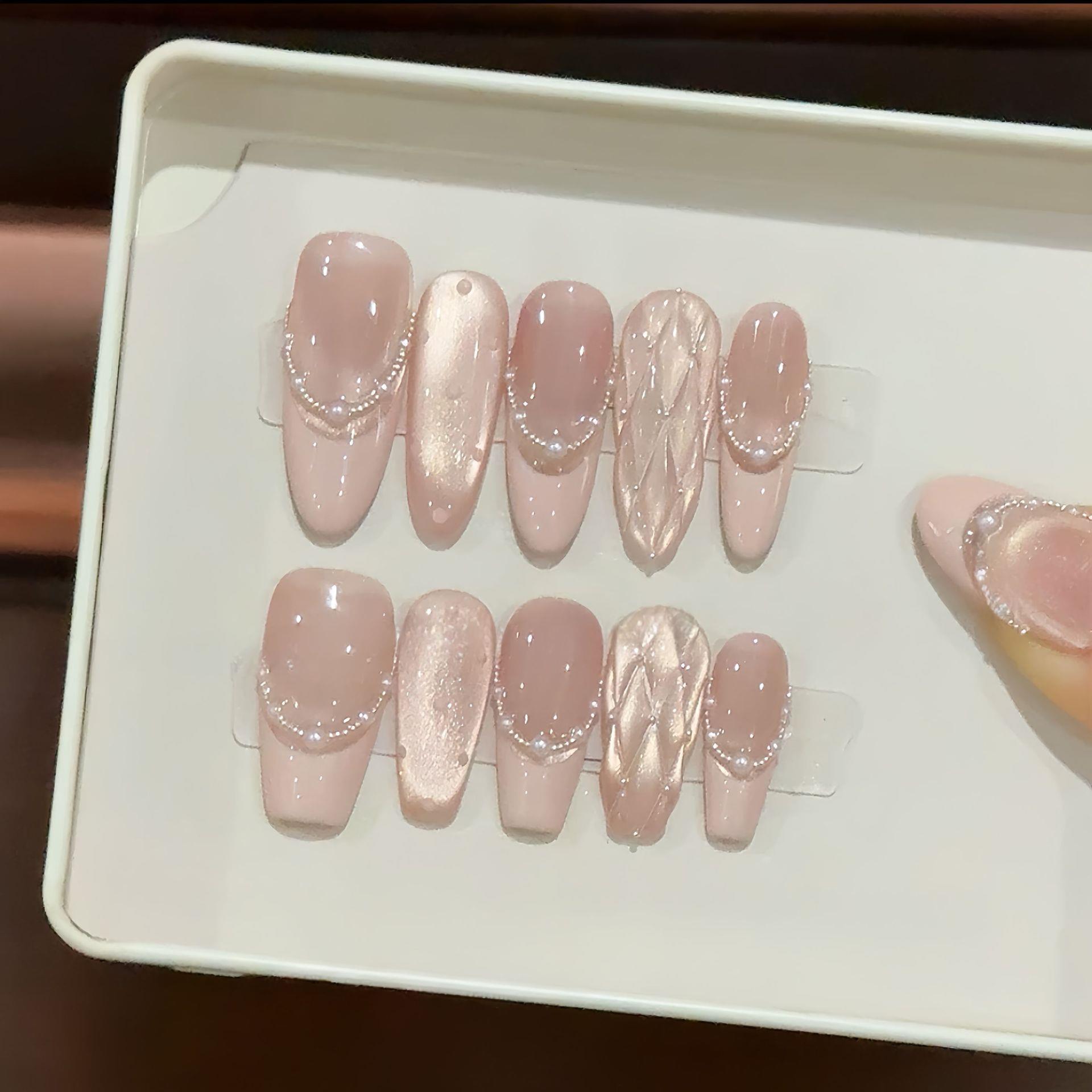 香奶奶纯手工穿戴美甲猫眼法式长款显白气质可反复使用高级感