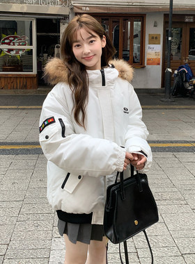 张元英同款复古工装羽绒棉服女