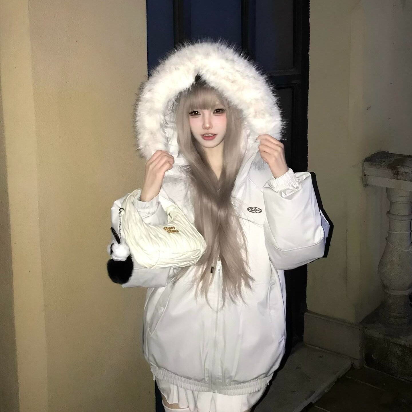 明星同款大毛领加厚派克棉服女