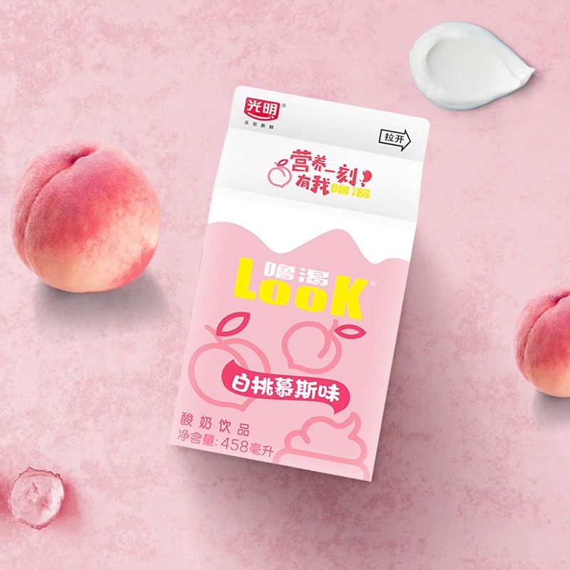 光明酸奶噜渴look白桃盒装