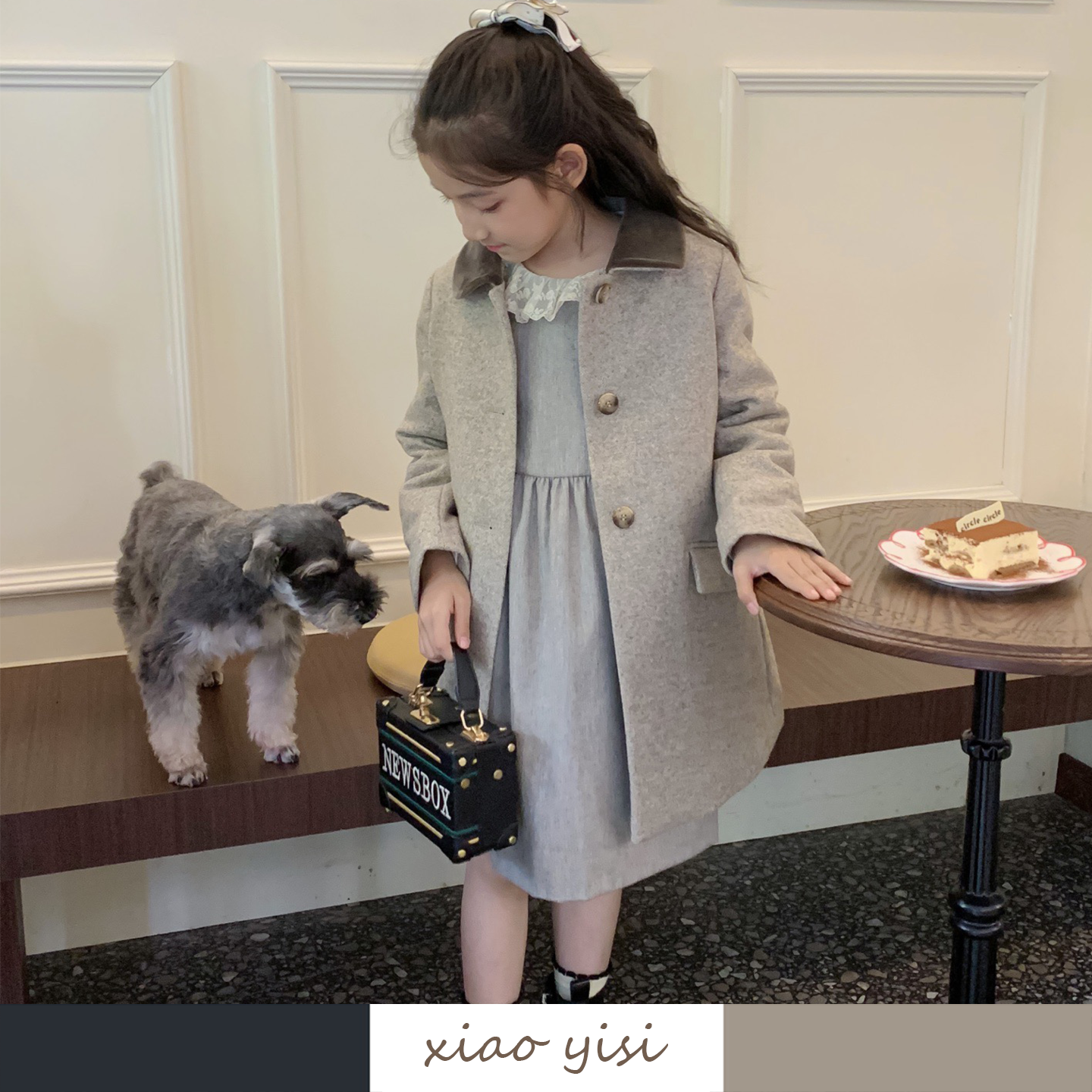 儿童羊毛混纺夹棉加厚呢大衣