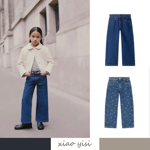 25秋季 儿童樱桃提花牛仔裤 新款 子 女大童直筒软牛仔裤 xiaoyisi