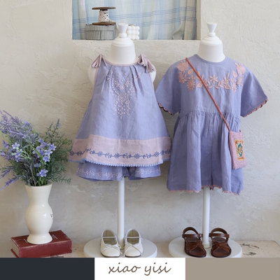 女童田园ins风打揽吊带上衣短裤