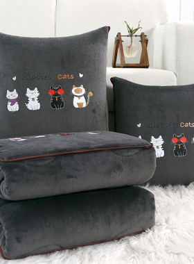 抱枕被子两用冬天办公室午睡毯子加厚枕头被二合一汽车载靠枕靠垫