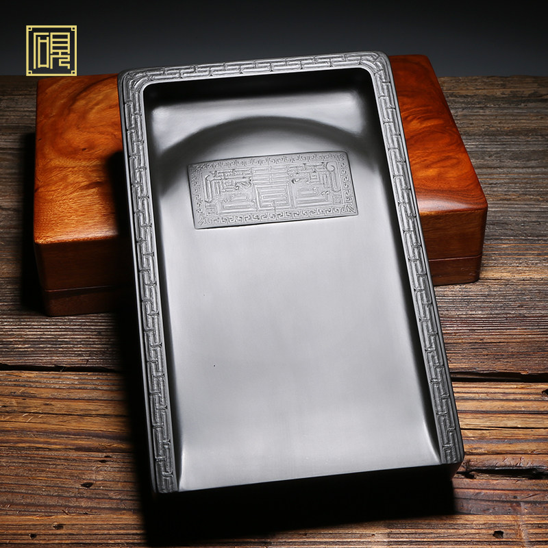 【孤品】匠心非遗 大师砚 高档老坑砚台 柯崇作品《古龙砚》老坑黑龙尾作品 精品高档原石歙砚文房四宝端