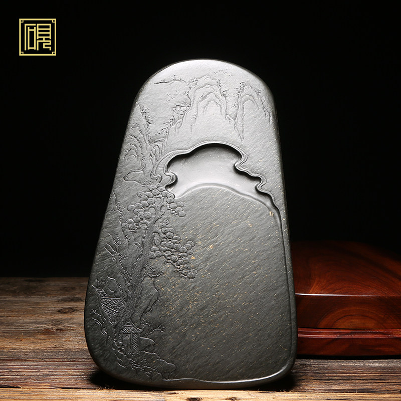 【孤品】匠心非遗 大师砚 高档老坑砚台 珍藏品《大好河山》老坑水波纹四大名坑歙砚高档原石歙砚文房端砚