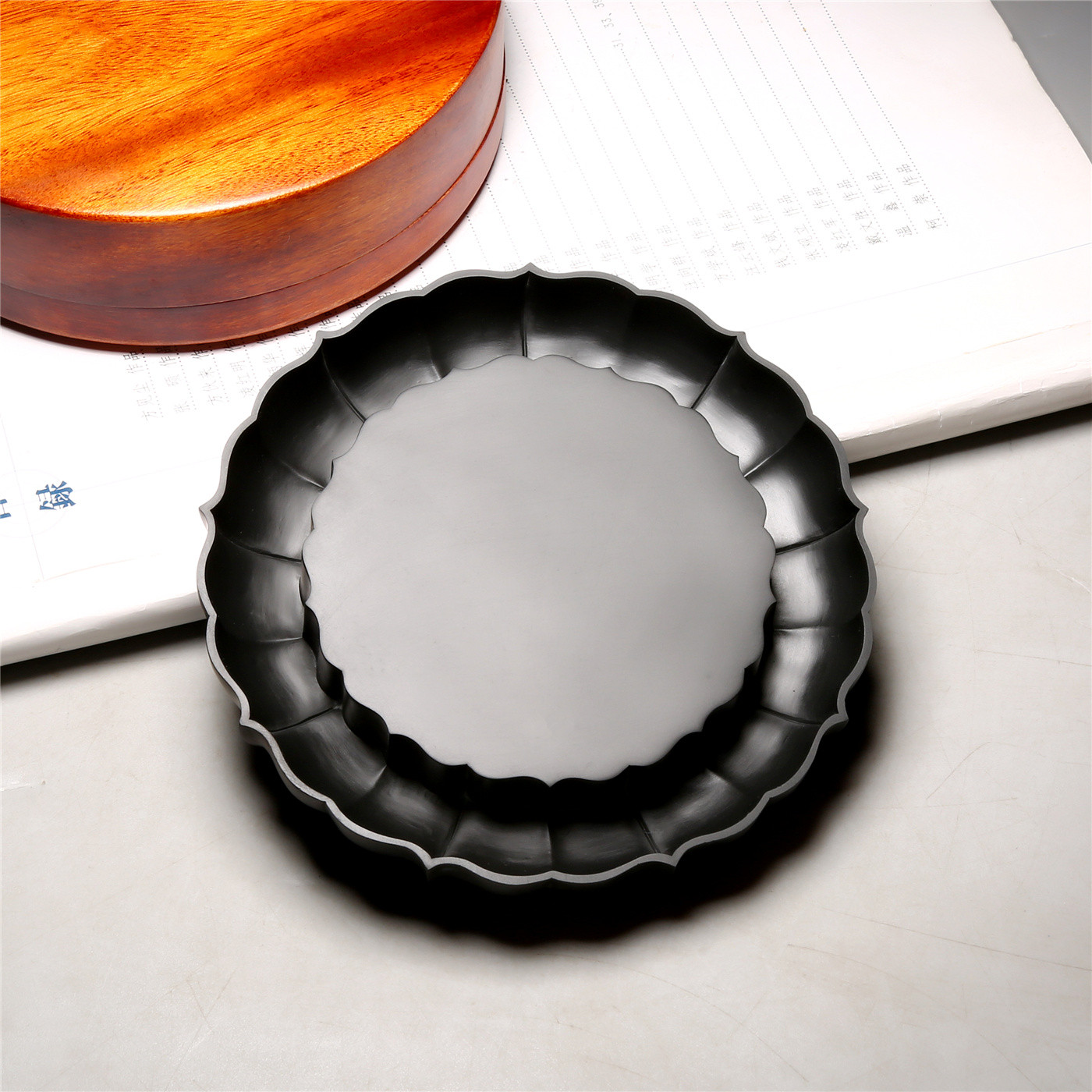 匠心非遗大师砚 莲花砚 高档老坑原石砚台 珍藏品手工砚老坑原石歙砚精品品高档原石歙砚文房端砚