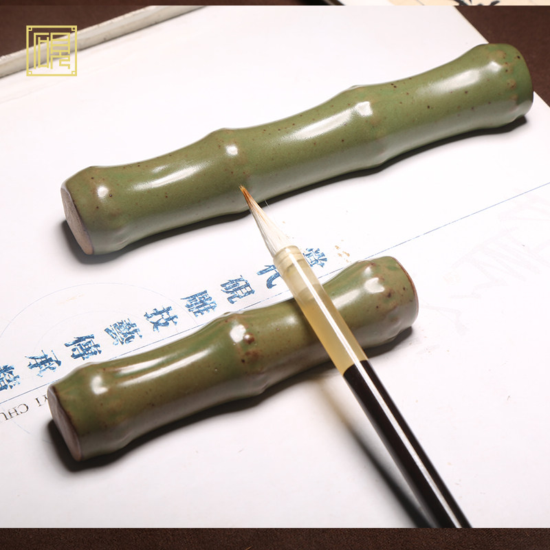 竹节两用笔搁陶瓷笔架毛笔笔搁图片
