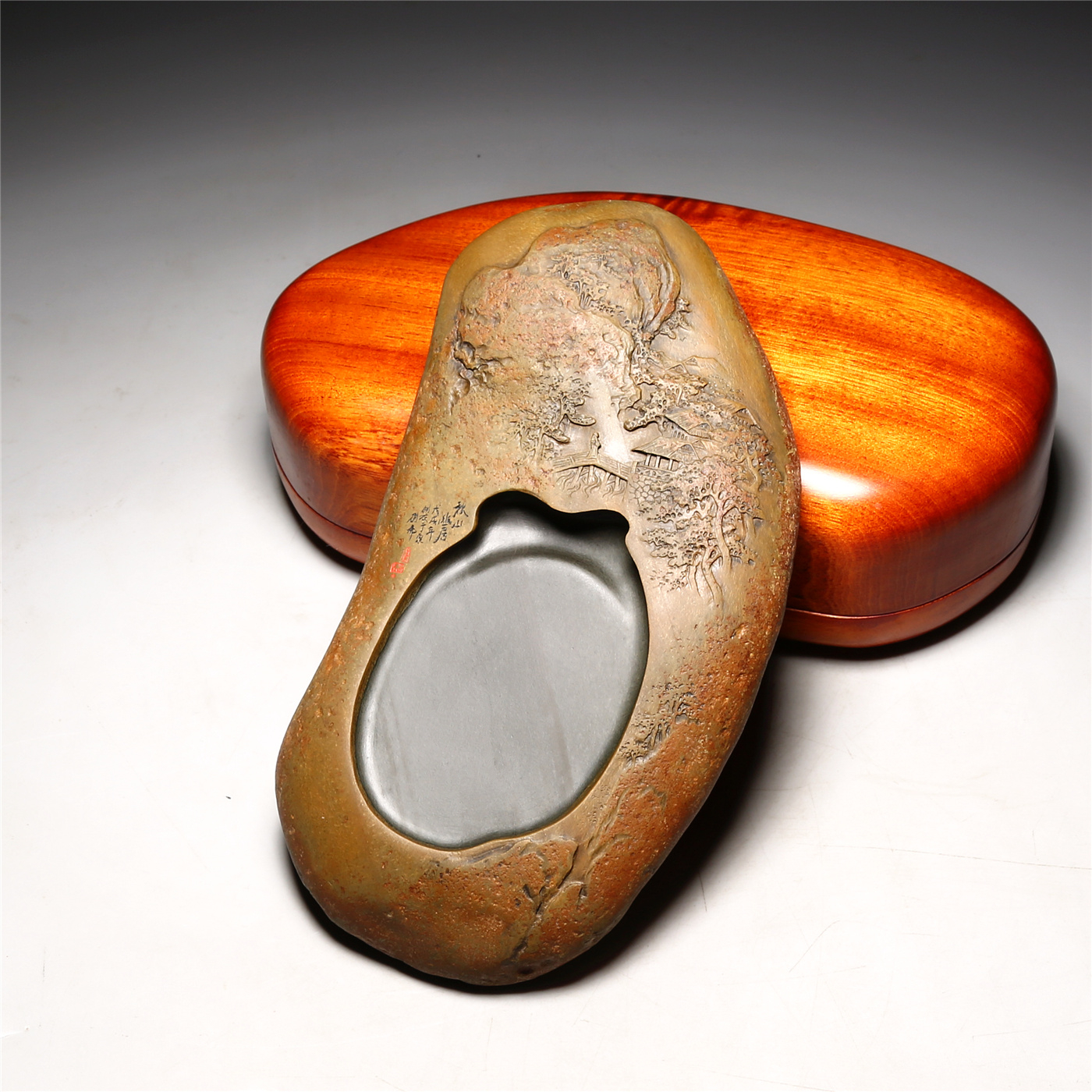 非遗歙县名师老坑原石砚台