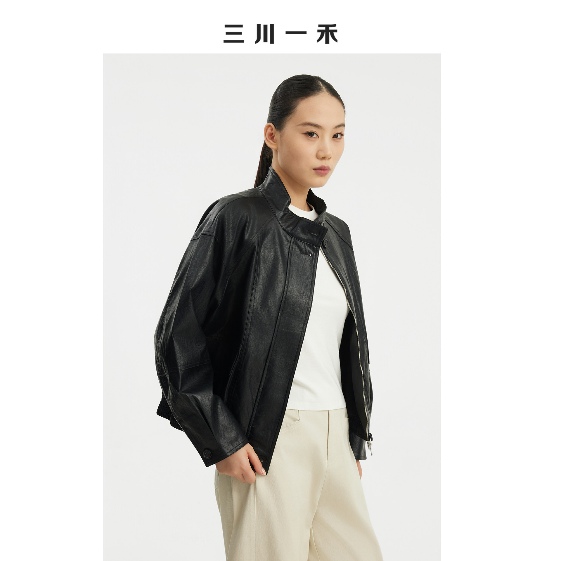 PU皮立领休闲皮衣外套上衣