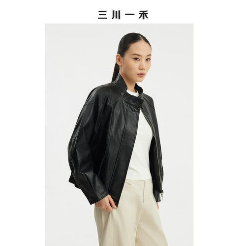 PU皮立领休闲皮衣外套上衣