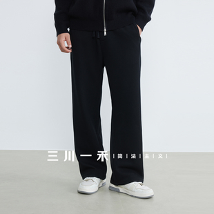 百搭运动保暖休闲裤 2025冬新款 缝上袋加绒直筒针织裤 三川一禾男士