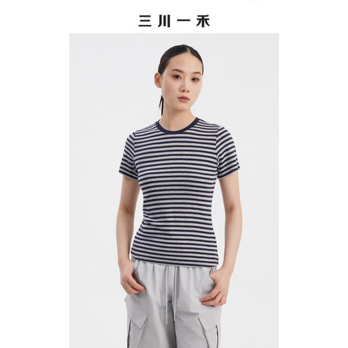 夏季百搭修身条纹基础款短袖T恤