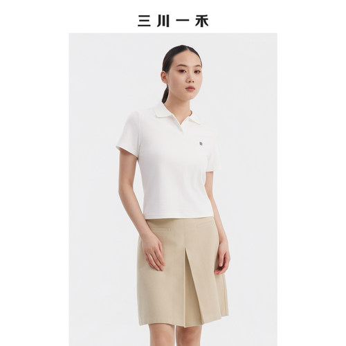 显瘦百搭刺绣POLO短袖T恤正肩