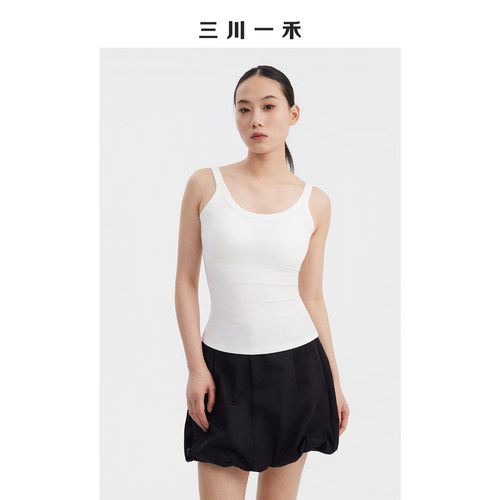 显瘦U背带胸垫吊带无袖背心上衣