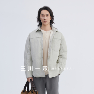 新款 三川一禾男士 羽绒服2025冬季 时尚 保暖白鸭绒外套上衣 翻领衬衫