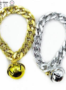 ,2023宠物大金铃铛项链猫咪泰迪法斗拉布拉多狗塑料金链子装饰