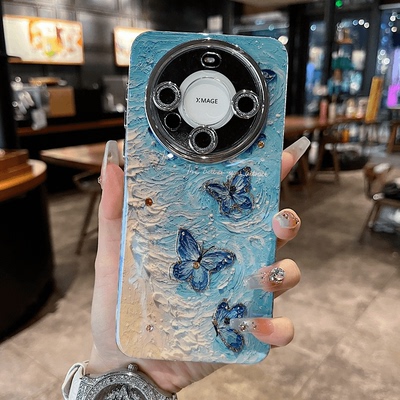 适用华为mate60 P70 苹果16系列新款手机壳优雅高级优雅小清新海滩蝴蝶15promax/14pro/13全包12网红保护套