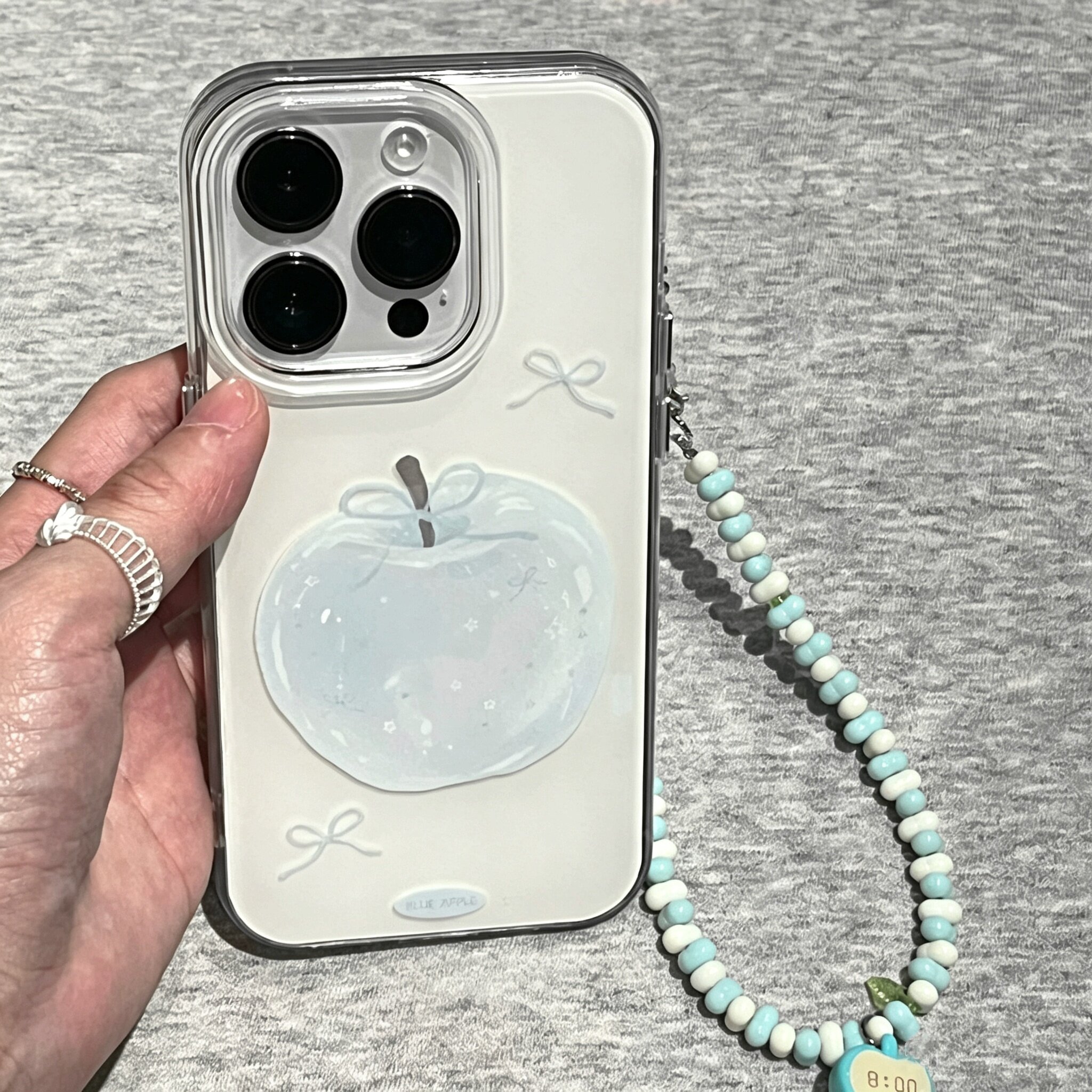 适用苹果系列iPhone17新款手机壳16promax14promax卡通白开水感蓝苹果15promax/13pro半包大孔防摔网红保护套
