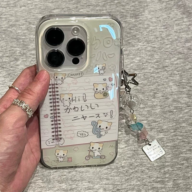 适用苹果系列iPhone17新款手机壳16promax14pro卡通笔记本棉花糖喵15promax13pro半包大孔防摔网红女款保护套