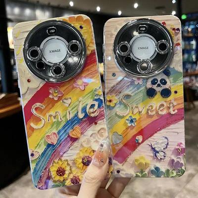 适用华为mate60苹果系列新款壳可爱卡通smile太阳花高级防摔