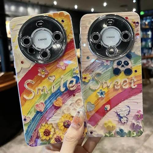适用华为mate60苹果系列新款壳可爱卡通smile太阳花高级防摔